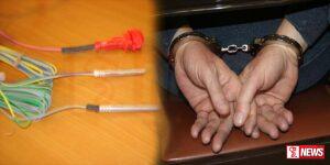 ඩෙටනේටර් සහ සේවා නූල් සමග දෙදෙනෙකු අත්අඩංගුවට