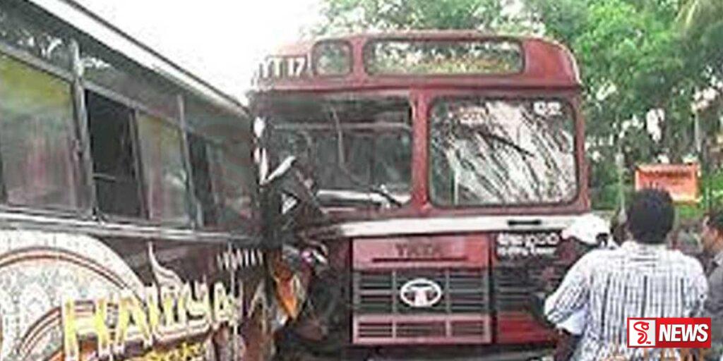 බස් රථ දෙකක් මුහුණට මුහුණ ගැටී අනතුරක්