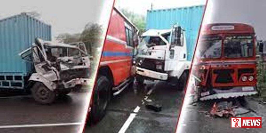 බස් රථයක් සහ ලොරි රථයක් මුහුණට මුහුණ ගැටේ