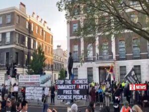 චීනයට එරෙහිව ලන්ඩනයේ විරෝධතා.