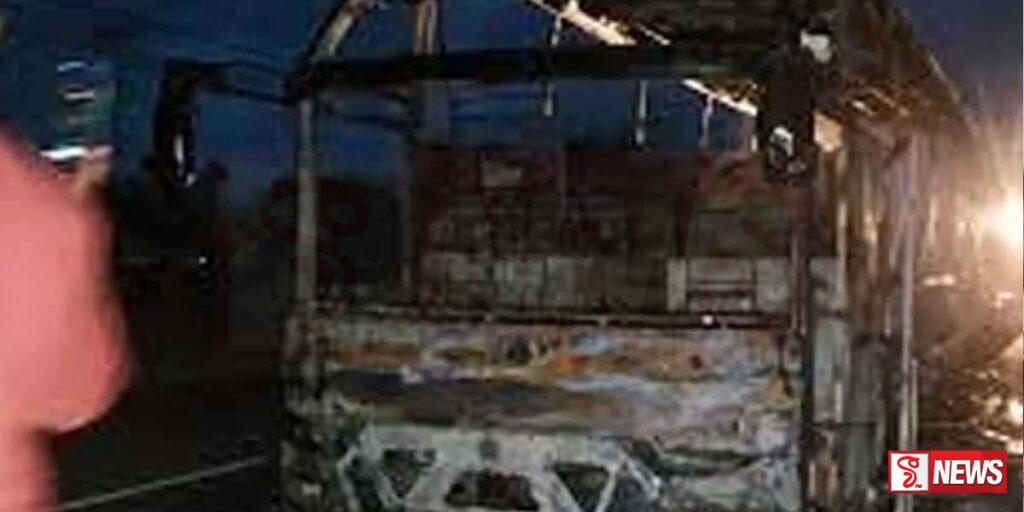 යාපනය සිට කොළඹ බලා ධාවනය කළ බස් රථයක් ගිනි ගනී