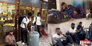 සිම්බාබ්වේ බලා පිටත්ව ගිය ශ්රී ලංකා කණ්ඩායම එරට හෝටල් පරිශ්රයේ පැය 3ක කාලයක් රැඳී සිටියි