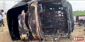 ඉන්දියාවේ බස්රථයක් ගිනිගැනීමෙන් කුඩා දරුවන් තිදෙනෙකු ඇතුළු 26ක් මියගොසින්