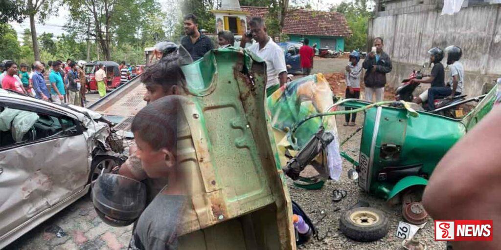 මෝටර් රථයක් තවත් රථ 5ක ගැටී සිදු වූ අනතුරෙන් පුද්ගලයෙකු මරුට
