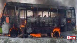 බස් රථයක් මතට වෝල්ට් 11,000ක විදුලි රැහැනක් කඩා වැටෙයි