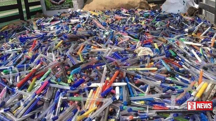 නැවත භාවිතා කල හැකි අමුද්රව්යවලින් ප්ලාස්ටික් පෑන්