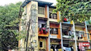 සොයිසාපුර මහල් නිවාසයේ බිත්තියක් කඩා වැටෙයි (වීඩියෝ)