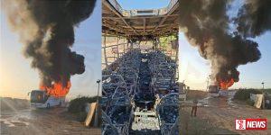 ලාංකිකයන් රැගත් බසයක් ඊශ්රායලයේදී ගිනි ගනියි