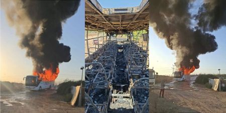 ලාංකිකයන් රැගත් බසයක් ඊශ්රායලයේදී ගිනි ගනියි