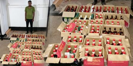 නීති විරෝධී මත්පැන් බෝතල් 180ක් සමග අයෙක් අත්අඩංගුවට