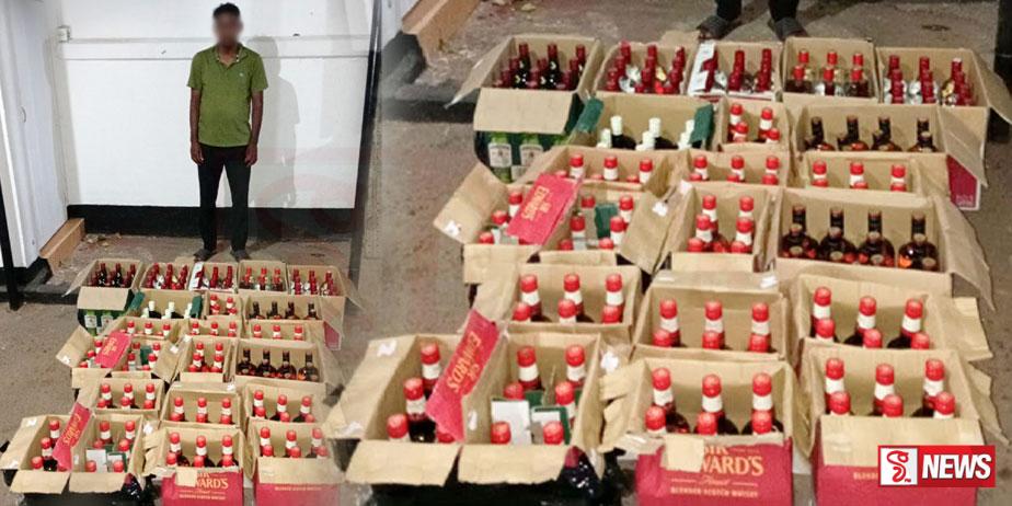 නීති විරෝධී මත්පැන් බෝතල් 180ක් සමග අයෙක් අත්අඩංගුවට