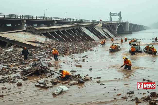 චීනයේ අලුතින් විවෘත කළ පාලමක කොටසක් කඩා වැටෙයි