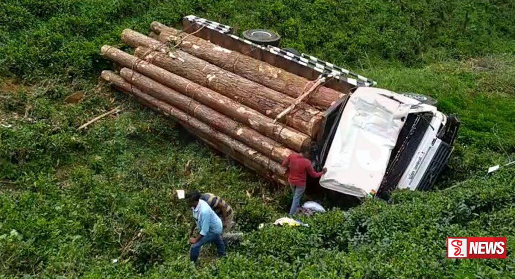 ෆයිනස් ගස් ප්රවාහනය කළ ලොරි රථයක් ප්රපාතයකට පෙරළෙයි