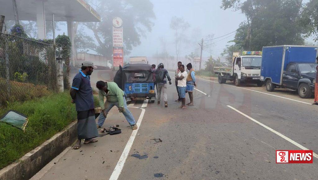ත්රීරෝද රථයක් සහ ලොරි රථයක් ගැටෙයි