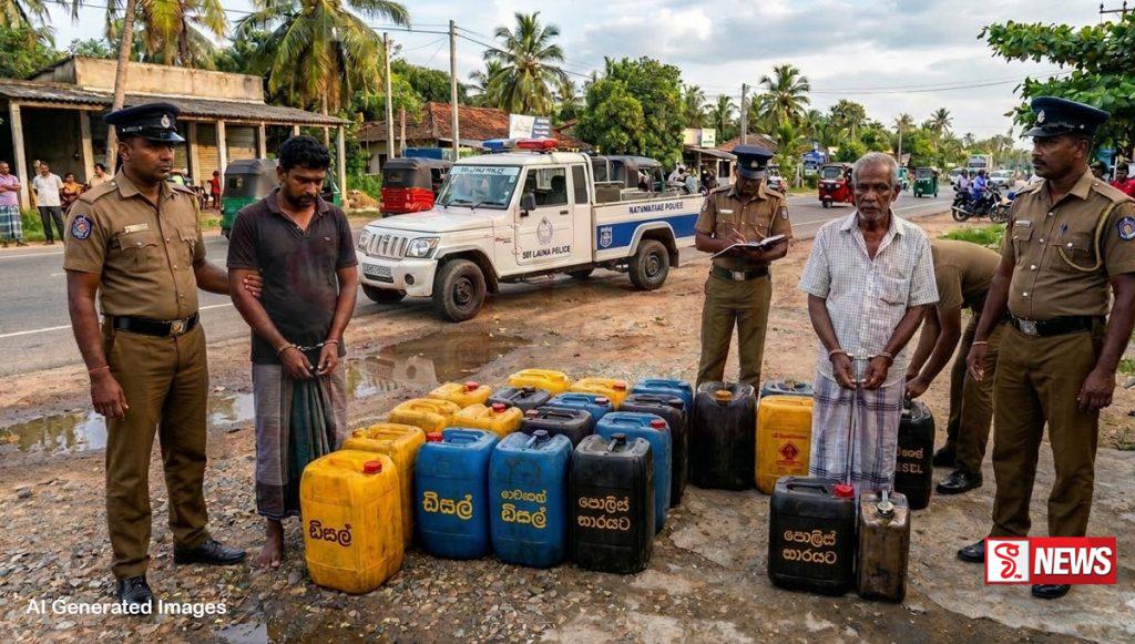 නිසි අවසරයක් නොමැතිව ඩීසල් ළඟ තබාගත් දෙදෙනෙක් අත්අඩංගුවට